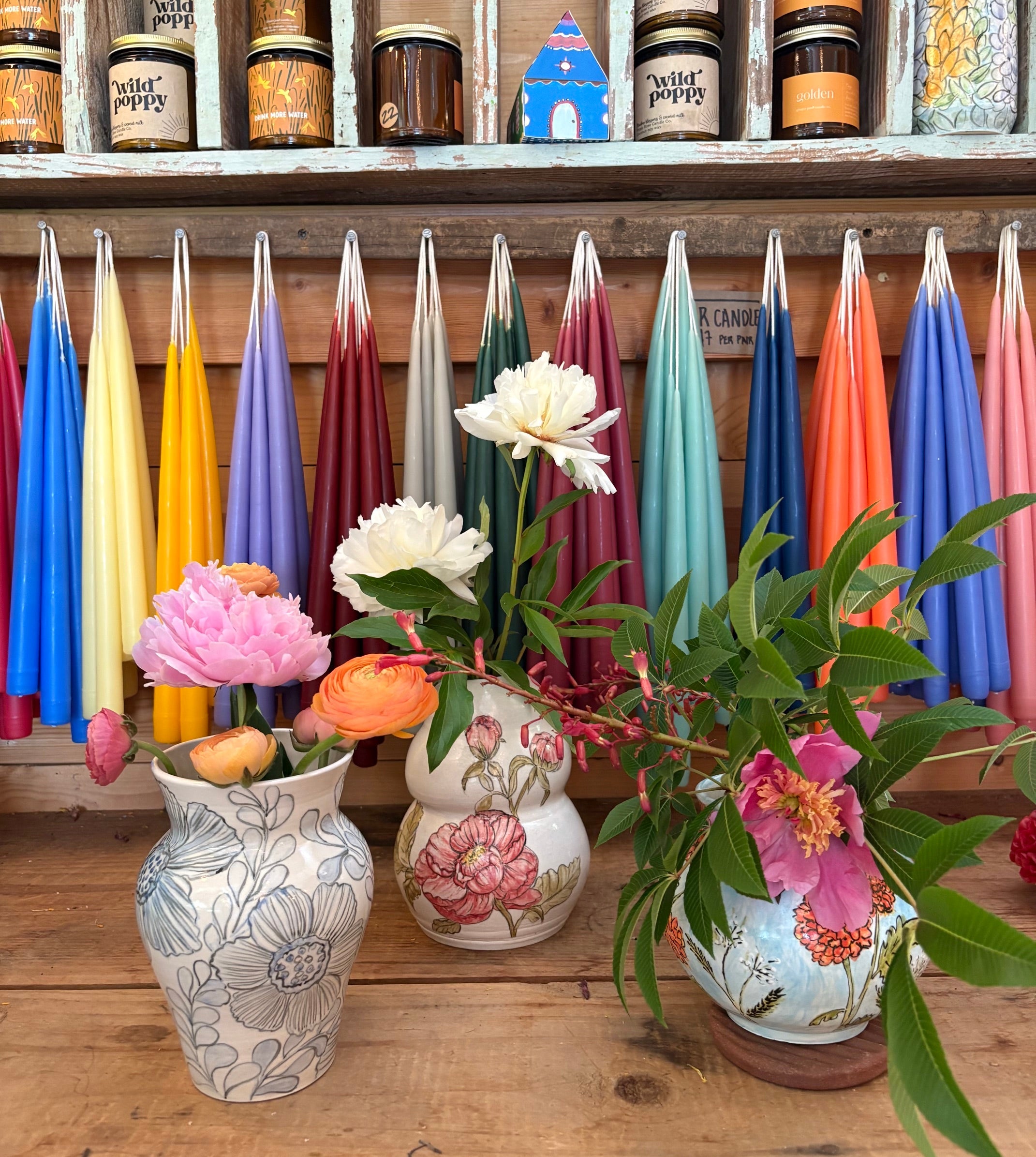 Linda's (Mandy's mom!) vases in the Farm Store for Mother's Day gifts!