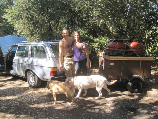 teve & Mandy loaded up to hit the road with their veggie oil fuel supply wagon!