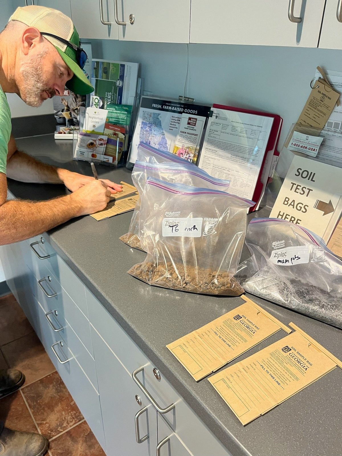 Steve filling out soil test reports