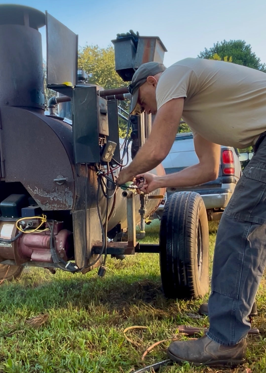 Steve repairing the steamer