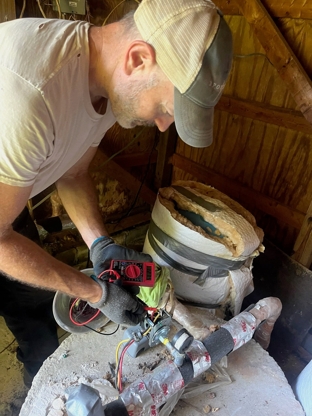 Steve diagnosing the broken well issue.