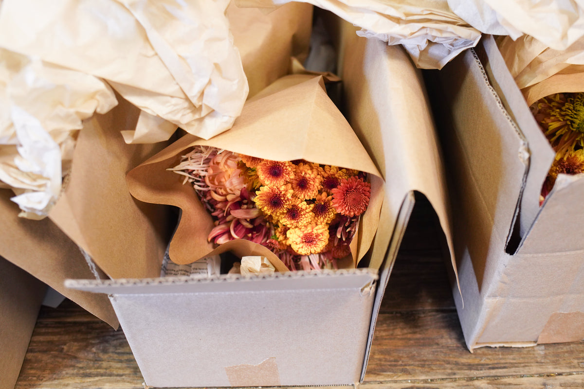 Farm fresh flowers with sustainable shipping.
